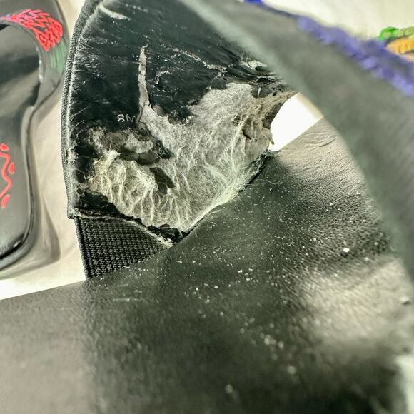 Chico's Women's Size 8M VTG 80s 90s Black Rainbow Embroidery Heeled Slides READ - Picture 10 of 11